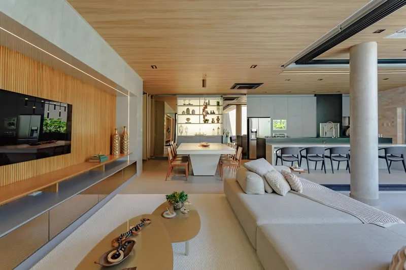 Teto Vinílico como elemento de integração e conforto - WOOD